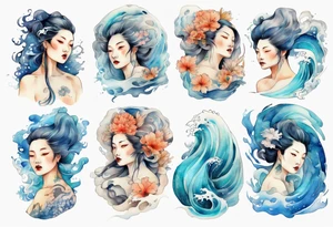 a woman made of the ocean tattoo idea
