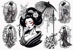 geisha who is also a grim reaper tattoo idea