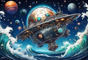 Outer space, ocean tattoo idea