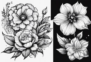 Flowers with name embedded tattoo idea