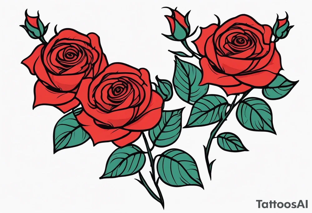 traditional rose bundle red tattoo idea