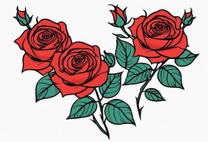 traditional rose bundle red tattoo idea