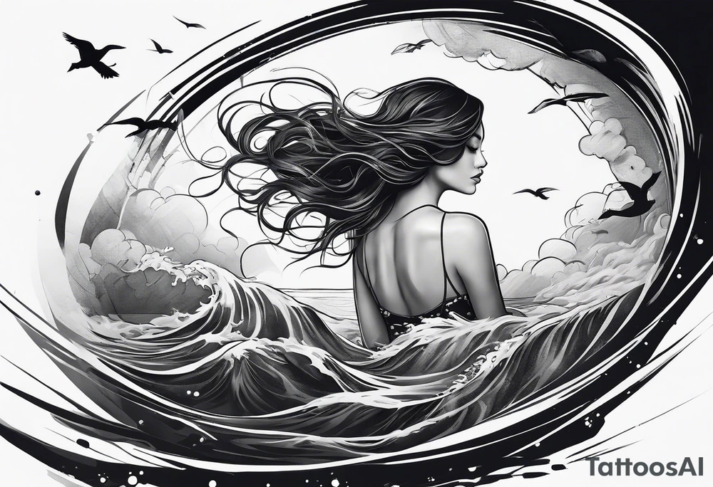 girl floating on still water
aerial view tattoo idea