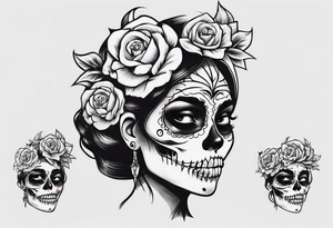 Catrina head with between teeth, from side tattoo idea
