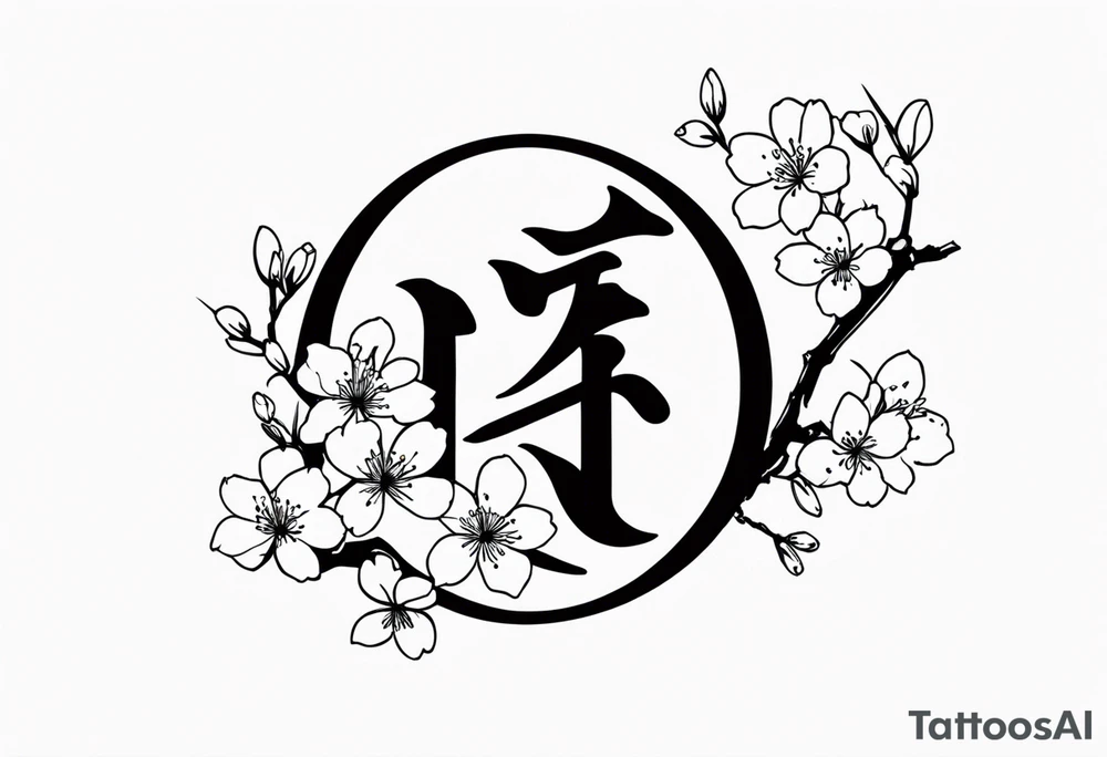 Kanji letter for shadow inside half circle with cherry blossoms tattoo idea Kanji letter for shadow inside half circle with cherry blossoms tattoo idea
