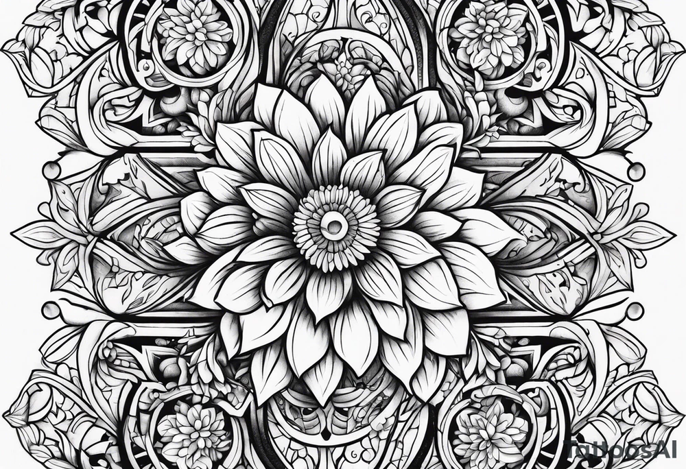ornaments of flowers tattoo idea