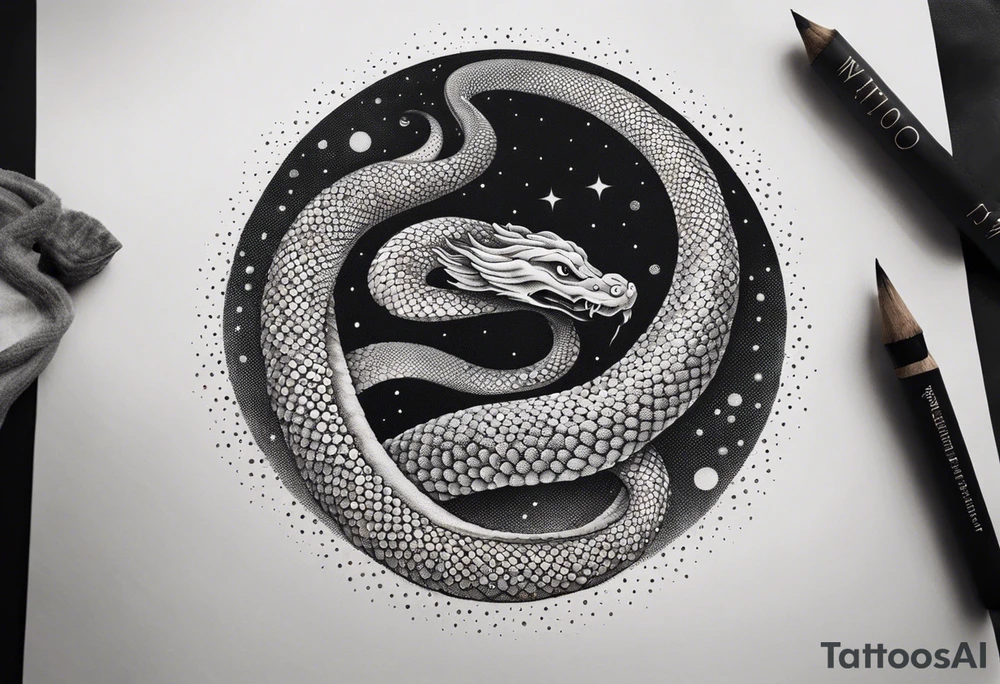 World serpent fighting in a typhoon tattoo idea