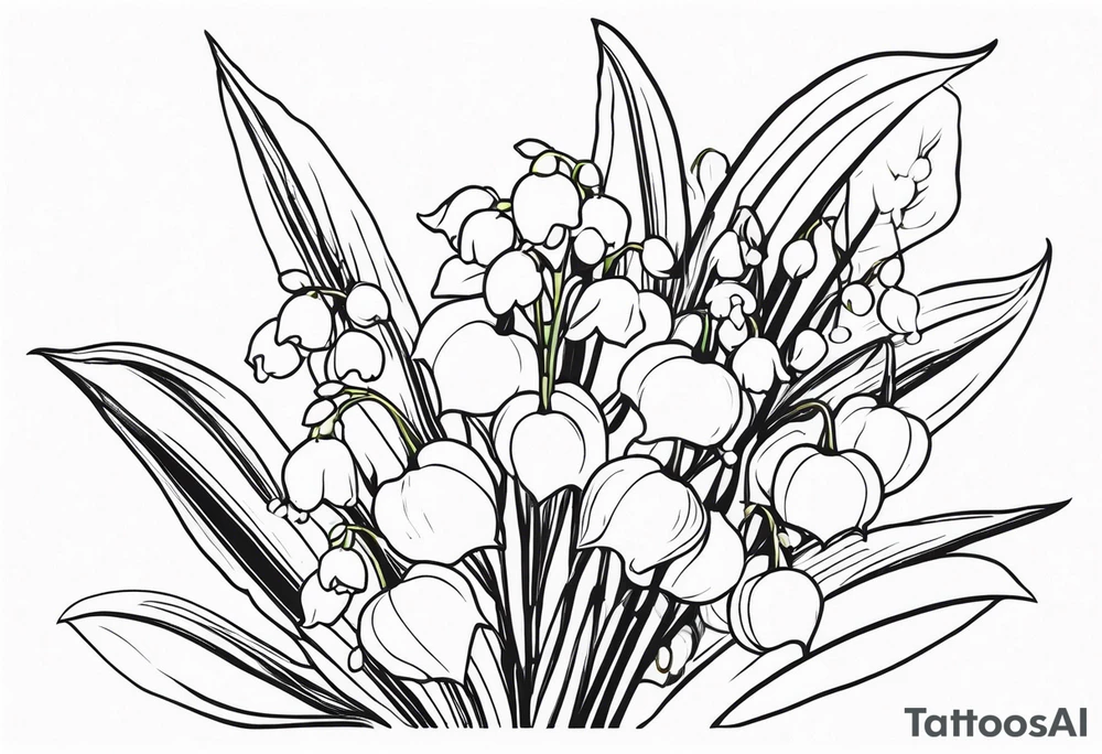 Lily of the valley Flower bouquet. Fine lines tattoo idea