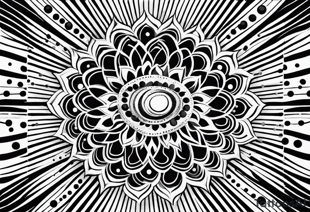 simple sun made of black dots and circles tattoo idea