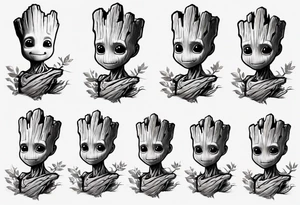 baby Groot half sleeve tattoo idea