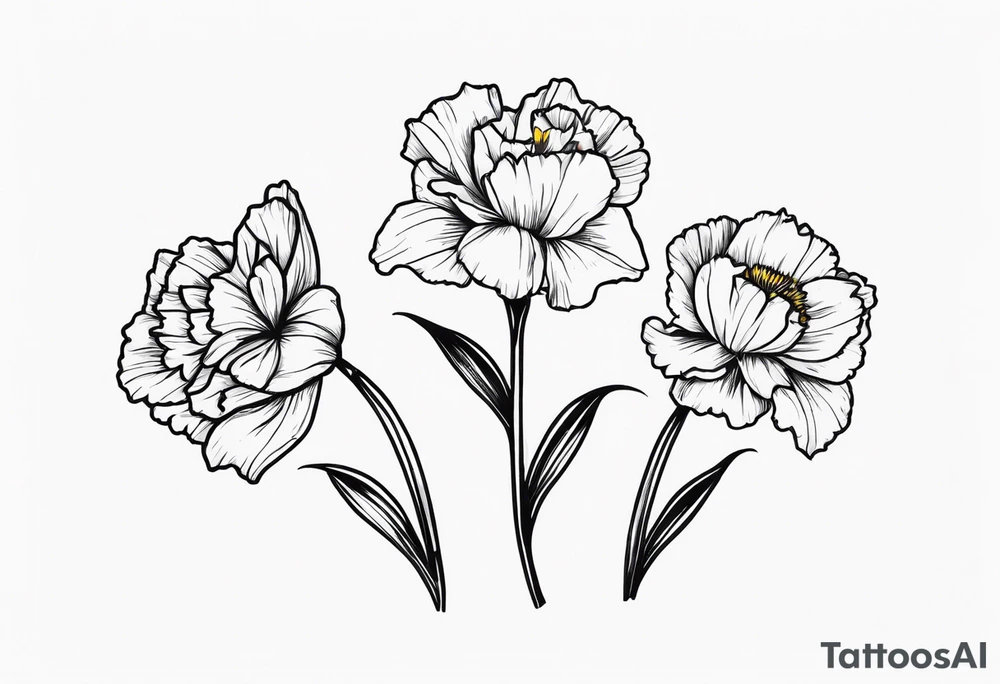 Two carnations and Two daffodils tattoo idea