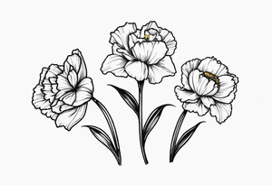 Two carnations and Two daffodils tattoo idea