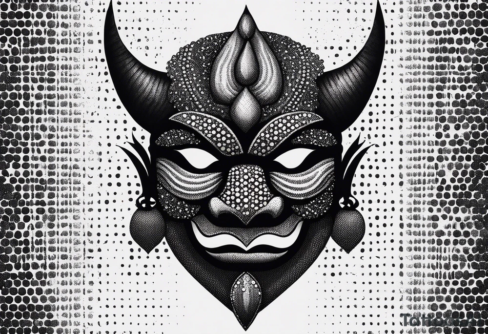 Protection against evil Oni mask tattoo idea