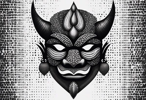 Protection against evil Oni mask tattoo idea