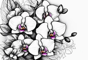 Orquídea e Bougainvillea com ramos tattoo idea