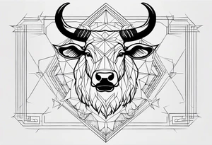 I want a geometric Taurus head with the planets positions on May 20th, 1989 tattoo idea