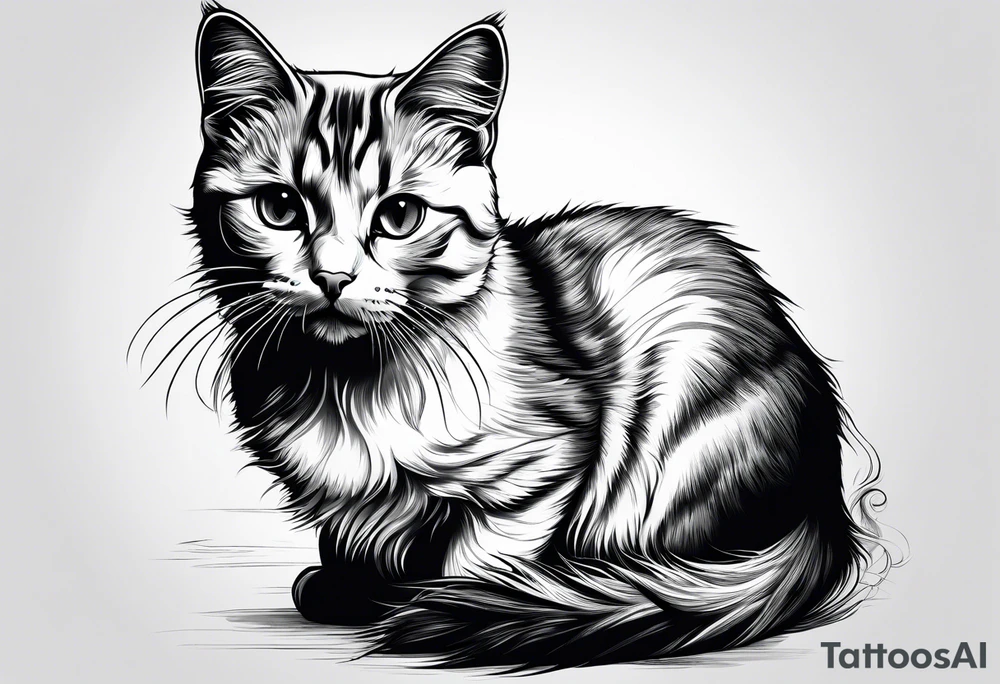 cute cat sketches without shading tattoo idea
