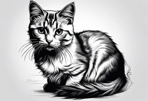 cute cat sketches without shading tattoo idea