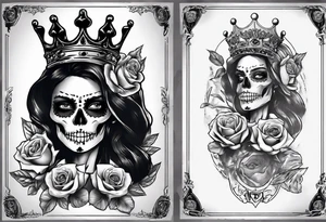 santa la muerta with dollars and crown
on card tattoo idea