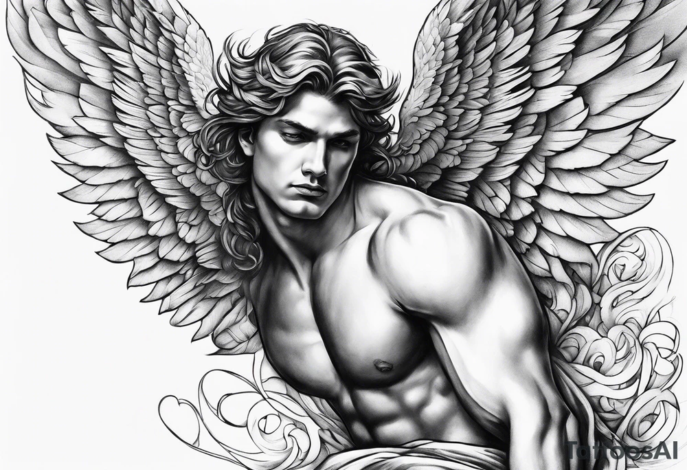 the falling angel male tattoo idea