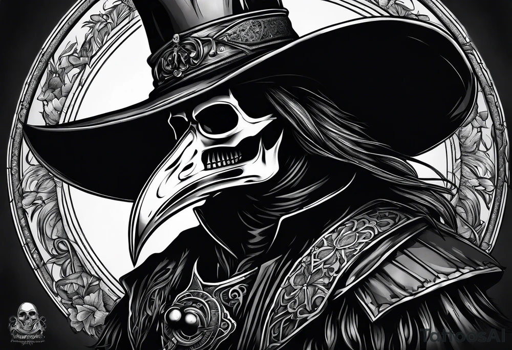 dark fantasy plague doctor skull tattoo idea