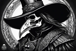 dark fantasy plague doctor skull tattoo idea