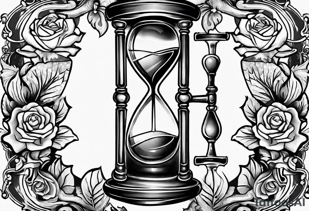 American traditional hourglass made of bones tattoo idea