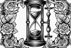 American traditional hourglass made of bones tattoo idea