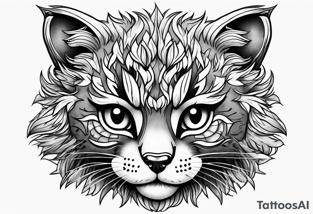 Super cute cartoon wildcat cub tattoo idea