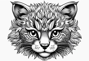Super cute cartoon wildcat cub tattoo idea