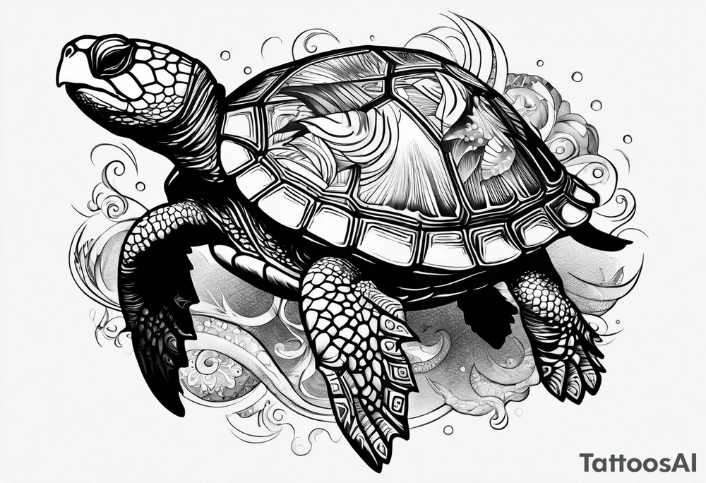 turtle sun tattoo idea
