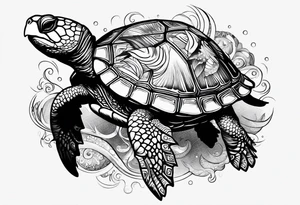 turtle sun tattoo idea