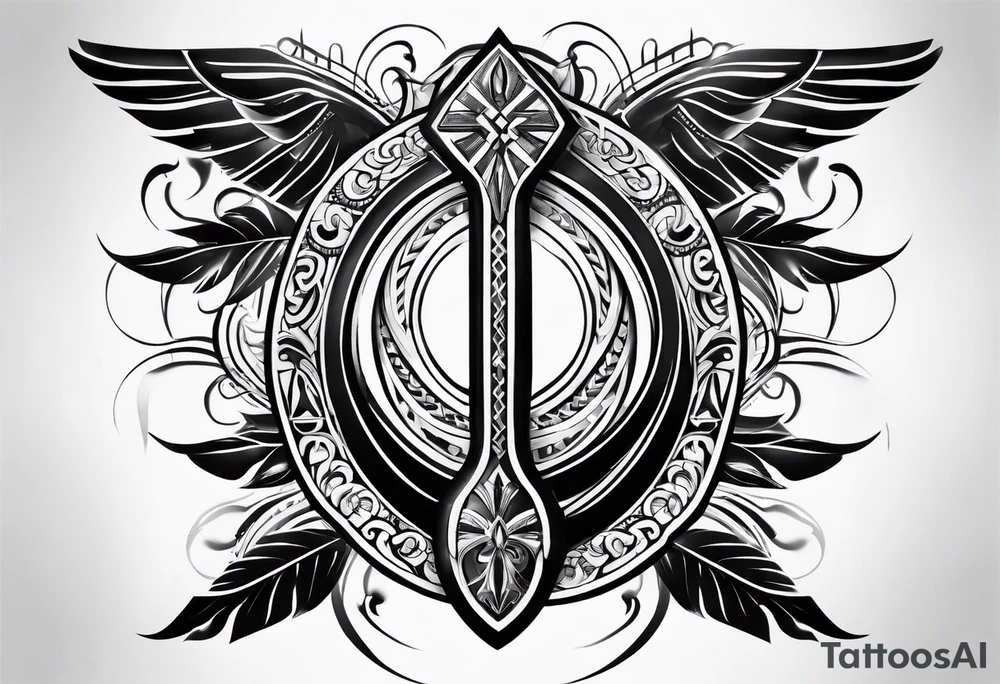 ankh mixed tribal whole arm tattoo idea