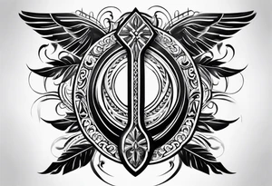 ankh mixed tribal whole arm tattoo idea
