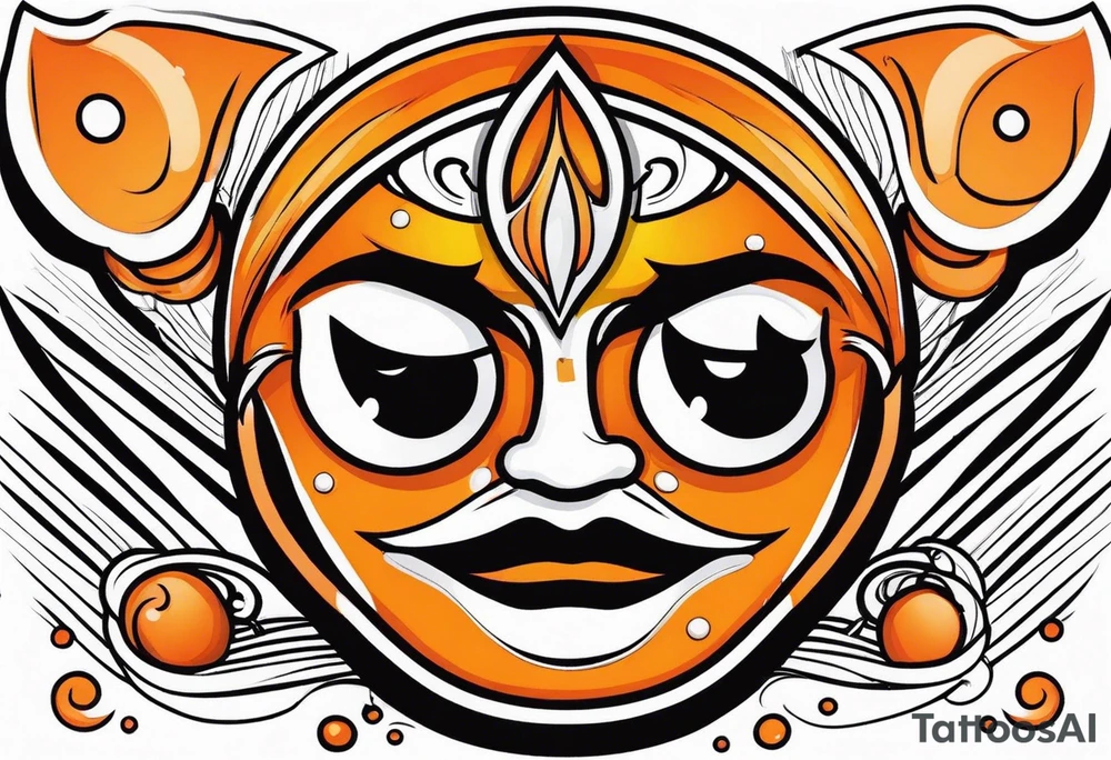 Crying mask that is orange and black tattoo idea