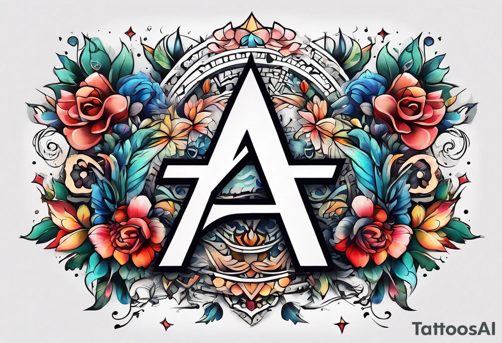 The letters AR together with the words always ready going down the side of the letters tattoo idea