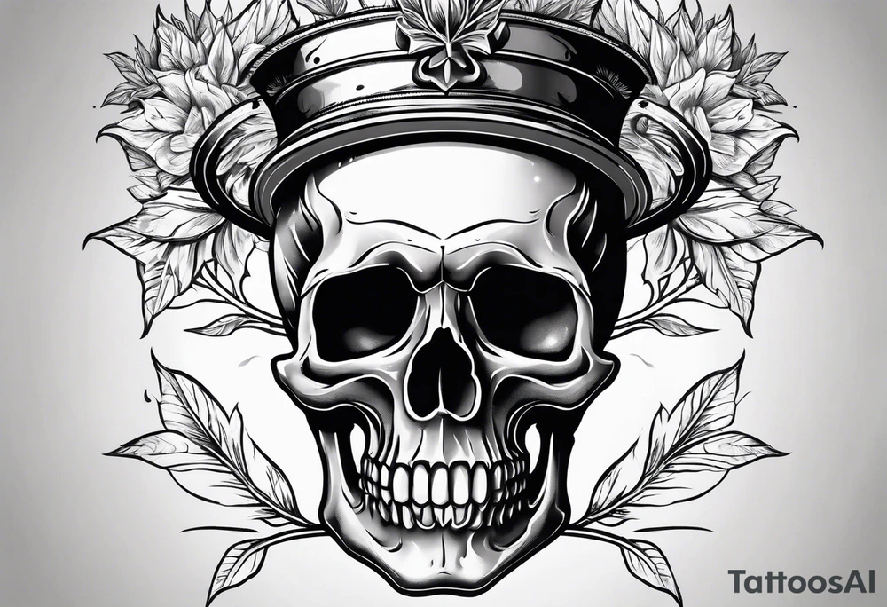 skull with a pot leaf in the background tattoo idea