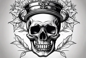 skull with a pot leaf in the background tattoo idea