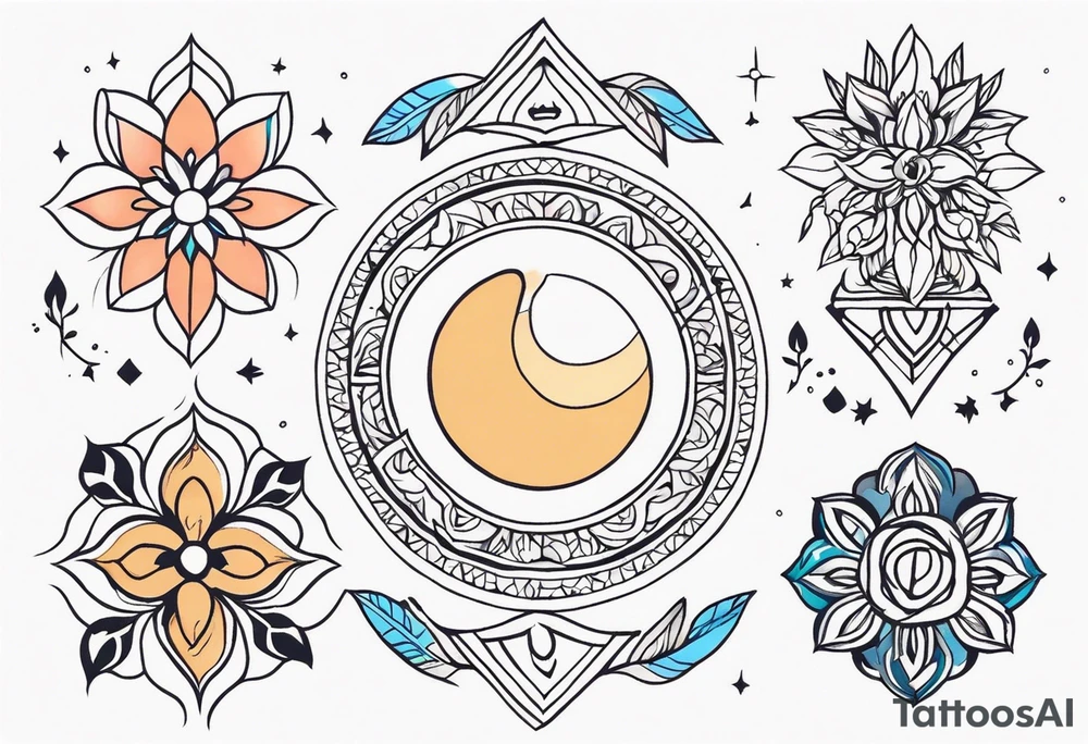 small minimalistic soft spiritual
 motif no border tattoo idea