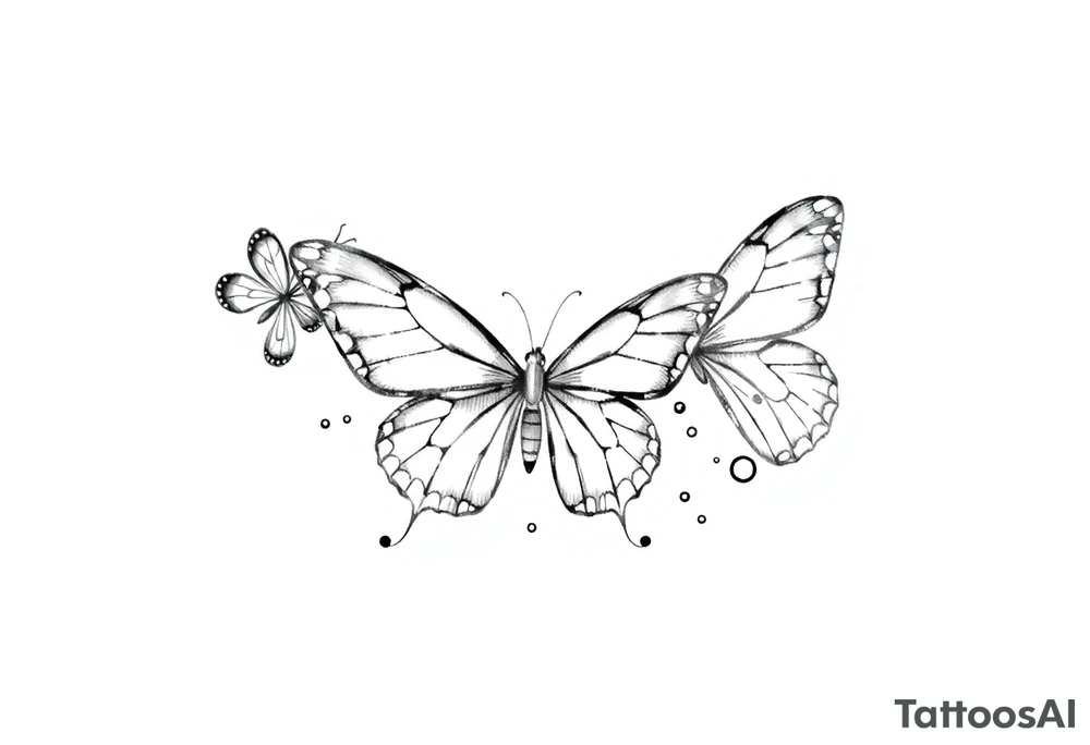 Basic outline of butterflies with lots of sparkles and some bubbles tattoo idea