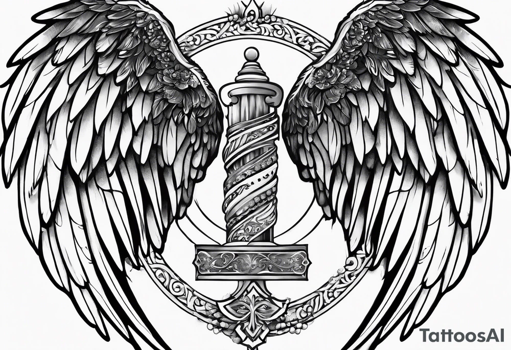 Angel Wings with the word Glenn in between tattoo idea