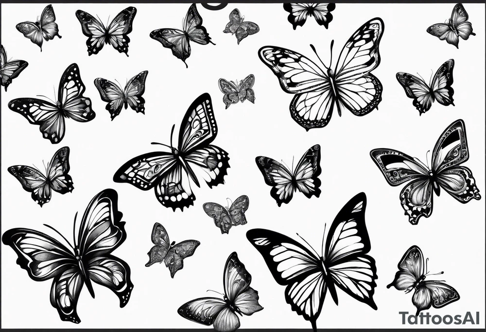 tiny butterflies trailing tattoo idea