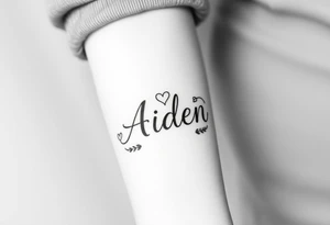 The name Aiden with love theme around it tattoo idea