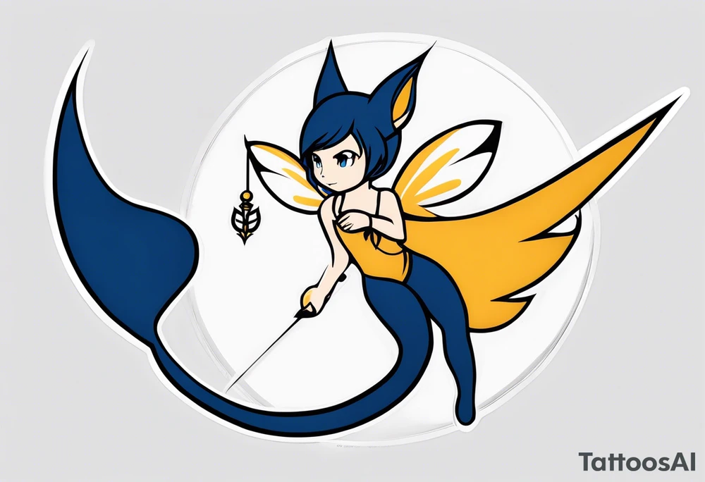 A fairy with a tail inspired by the Fairy Tail anime guild logo tattoo idea