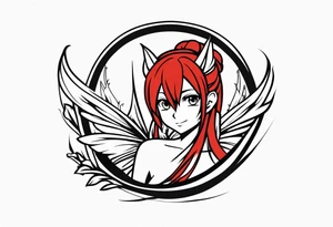 A fairy with a tail that is the fairy in the Fairy Tail anime guild logo in the same position tattoo idea