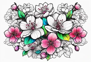 Cherry blossoms in a rainbow of colors tattoo idea