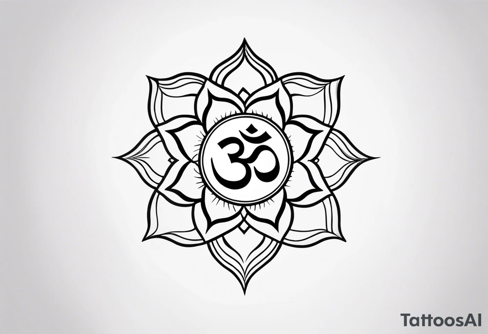 I need a 'om' tattoo with less ink on my forearm with black and grey design with solid lines only. The tattoo should contain stylish modern custom design. tattoo idea