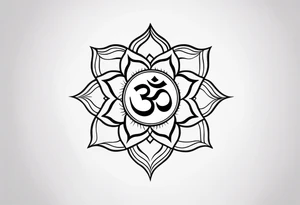 I need a 'om' tattoo with less ink on my forearm with black and grey design with solid lines only. The tattoo should contain stylish modern custom design. tattoo idea