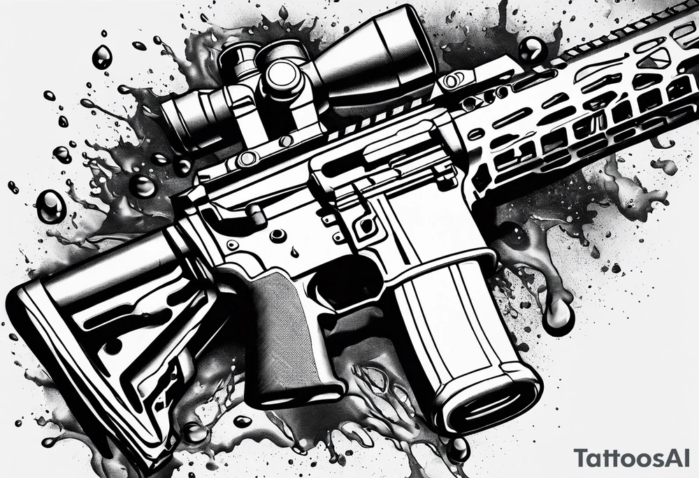 AR-15 With water and stuff dripping off of it tattoo idea