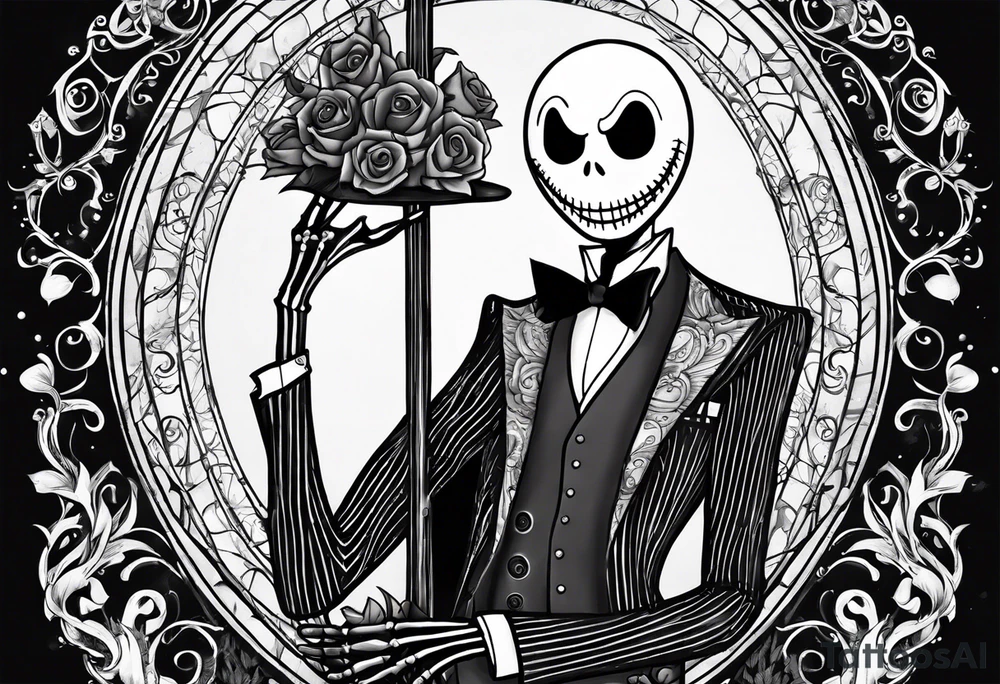 Jack Skellington with date of birth tattoo idea